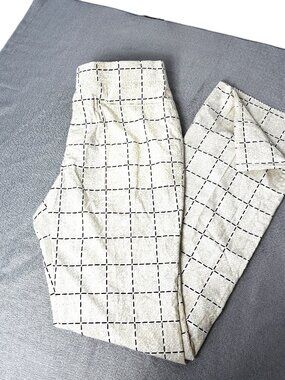 Vtg 70’s Di Fini Tan Brown block print Casual Golf Leisure Pants  32"W NOS